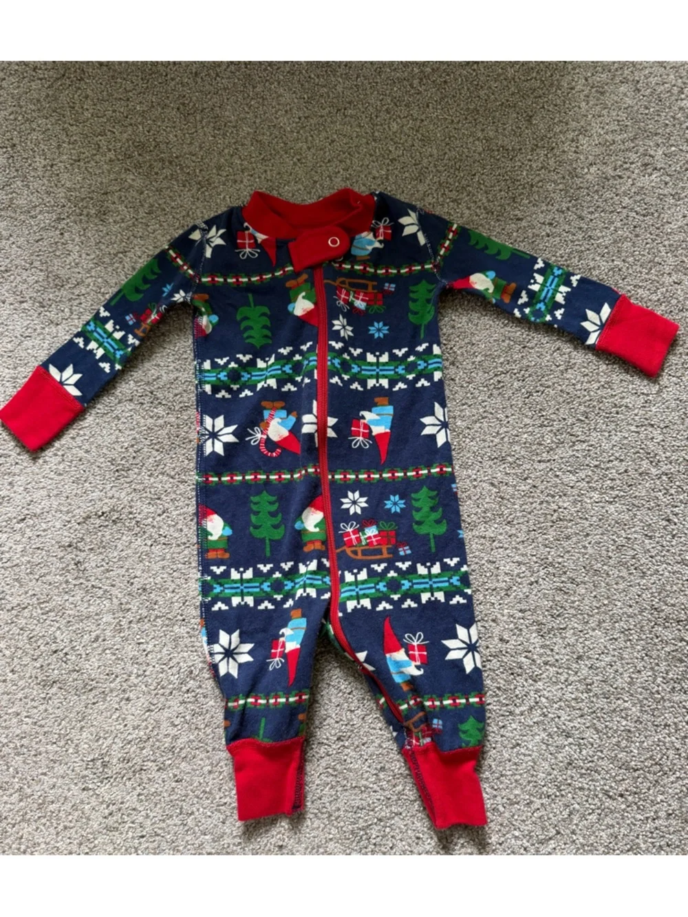 Hanna Andersson Baby Zip Sleeper in Gnome Sweet Gnome Navy Blue Size 3-6 Months